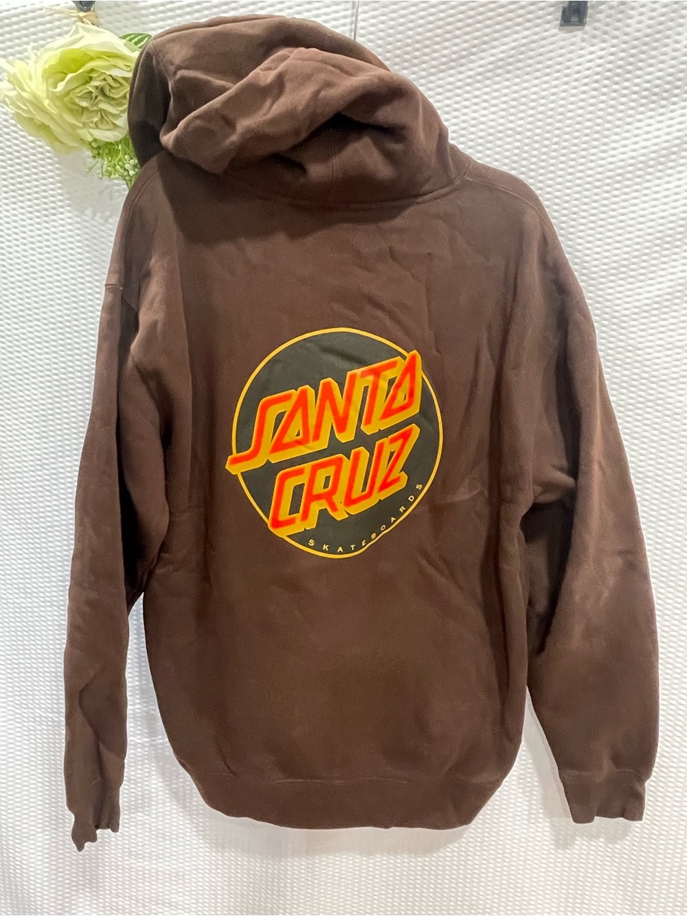 Santa Cruz Skateboards Brown Pullover Hoodie with Red & Yellow Logo